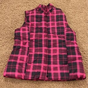 Kim rogers petite puffer vest pink plaid